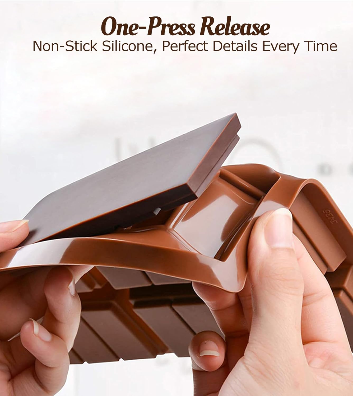 Ugotit Silicone Chocolate Bar Molds, Break-Apart Candy Making Mold Set, Large Rectangle Shape, Brown (2pcs_Model 6)