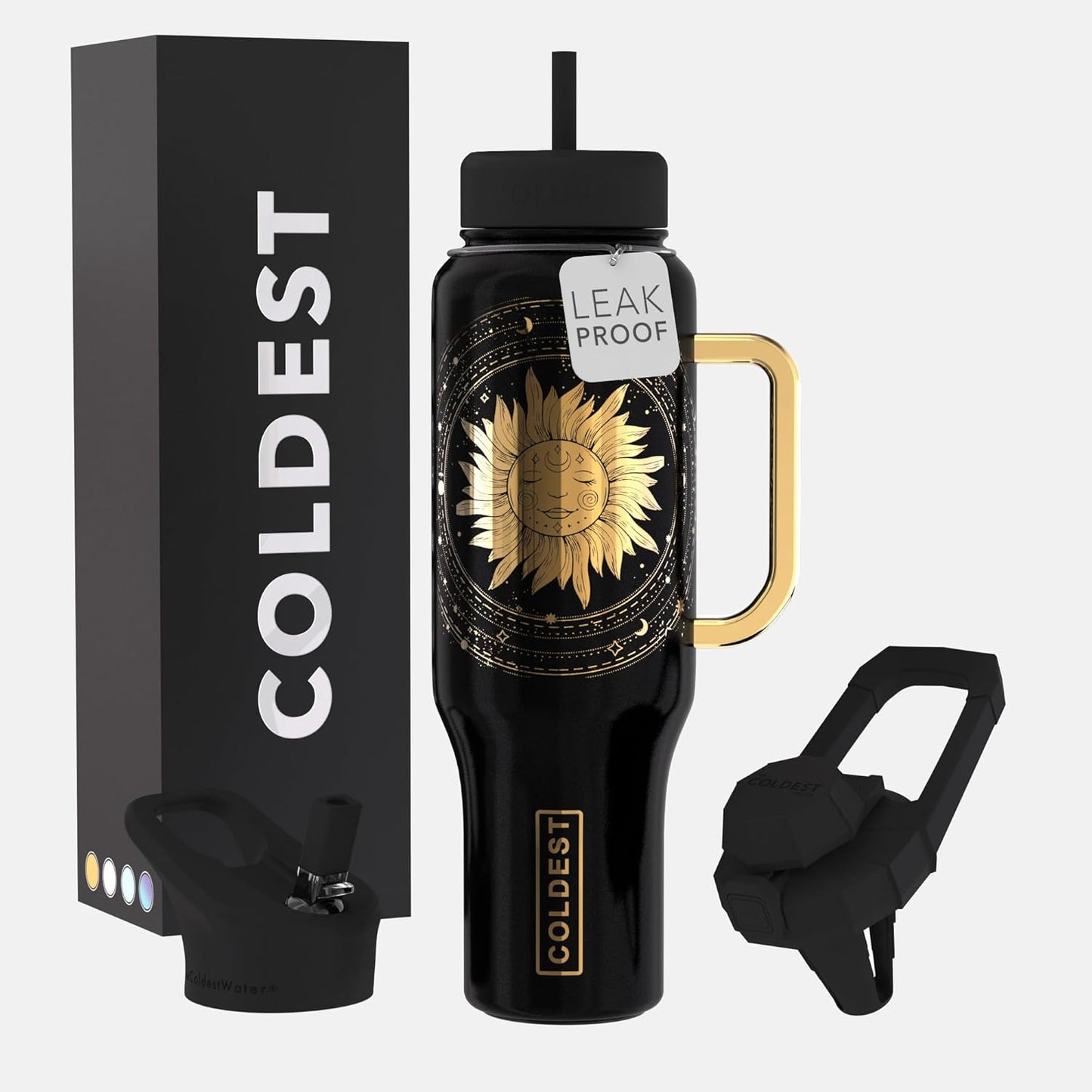 Coldest 40 oz Tumbler with Handle and Straw - 100% Leak Proof Insulated Tumbler with Lid and Straw (3 Lids) - Stainless Steel Tumblers for Women & Men - Cup Holder Friendly Base, 46 oz (Zen)