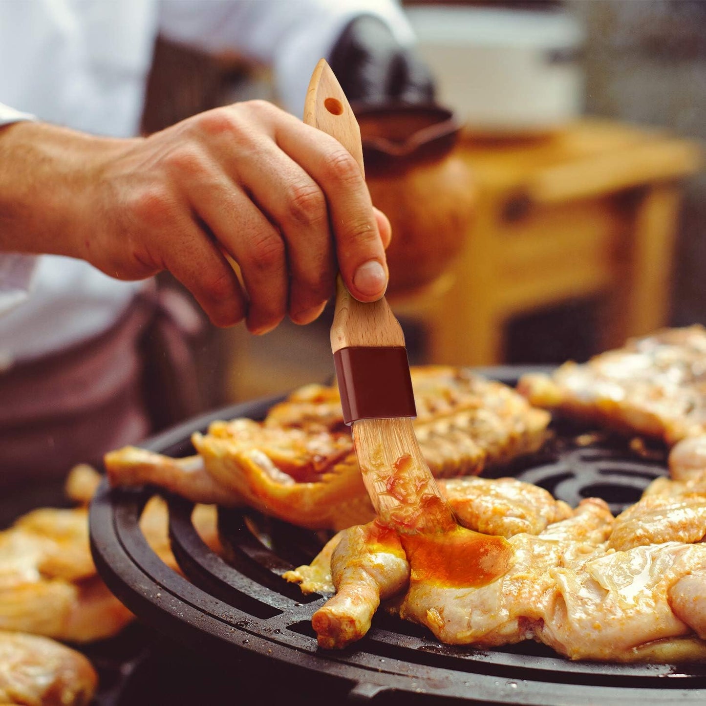 Pastry Brushes for Baking Basting Brush with Boar Bristles and Beech Hardwood Handles Culinary Oil Brush for Barbecue Butter Grill BBQ Sauce Baster Marinade Kitchen Food Cooking Brushes (2 inch)