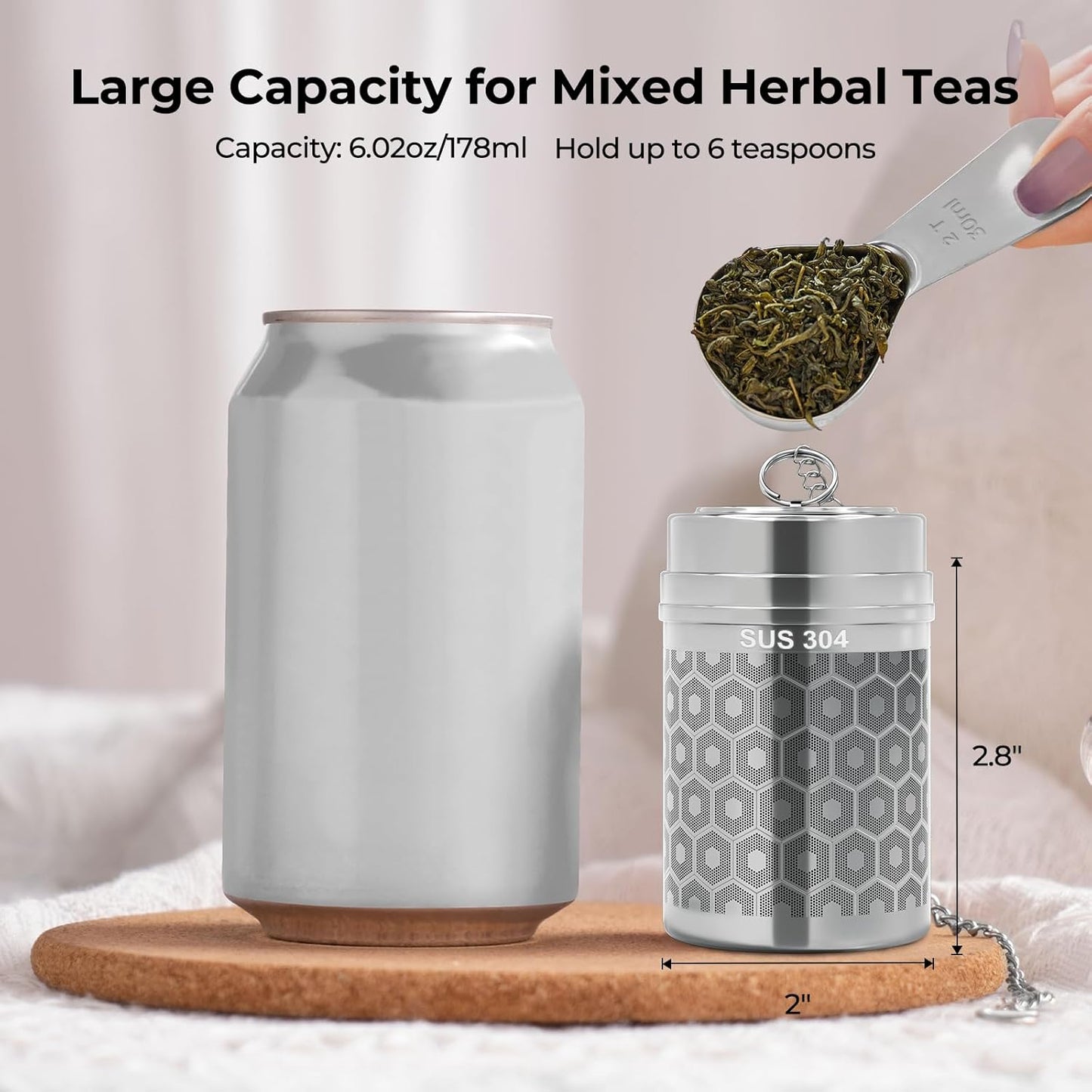 2 Pack Reinmoson Large Tea Infuser for Loose Tea & Spice Infuser for Cooking, Extra Fine Mesh Large Tea Strainers, 304 Stainless Steel Loose Leaf Tea Steeper for Black Tea, Rooibos, etc