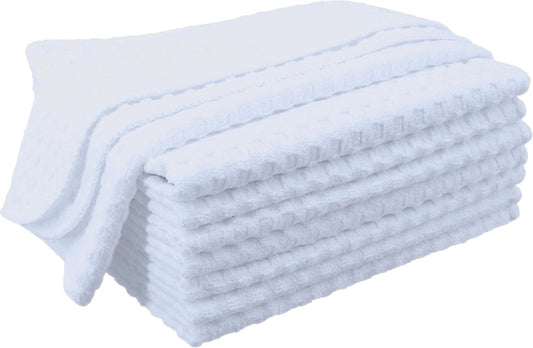 POLYTE Ultra Premium Microfiber Kitchen Dish Cloth Waffle Weave, 8 Pack (12x12 in, White)