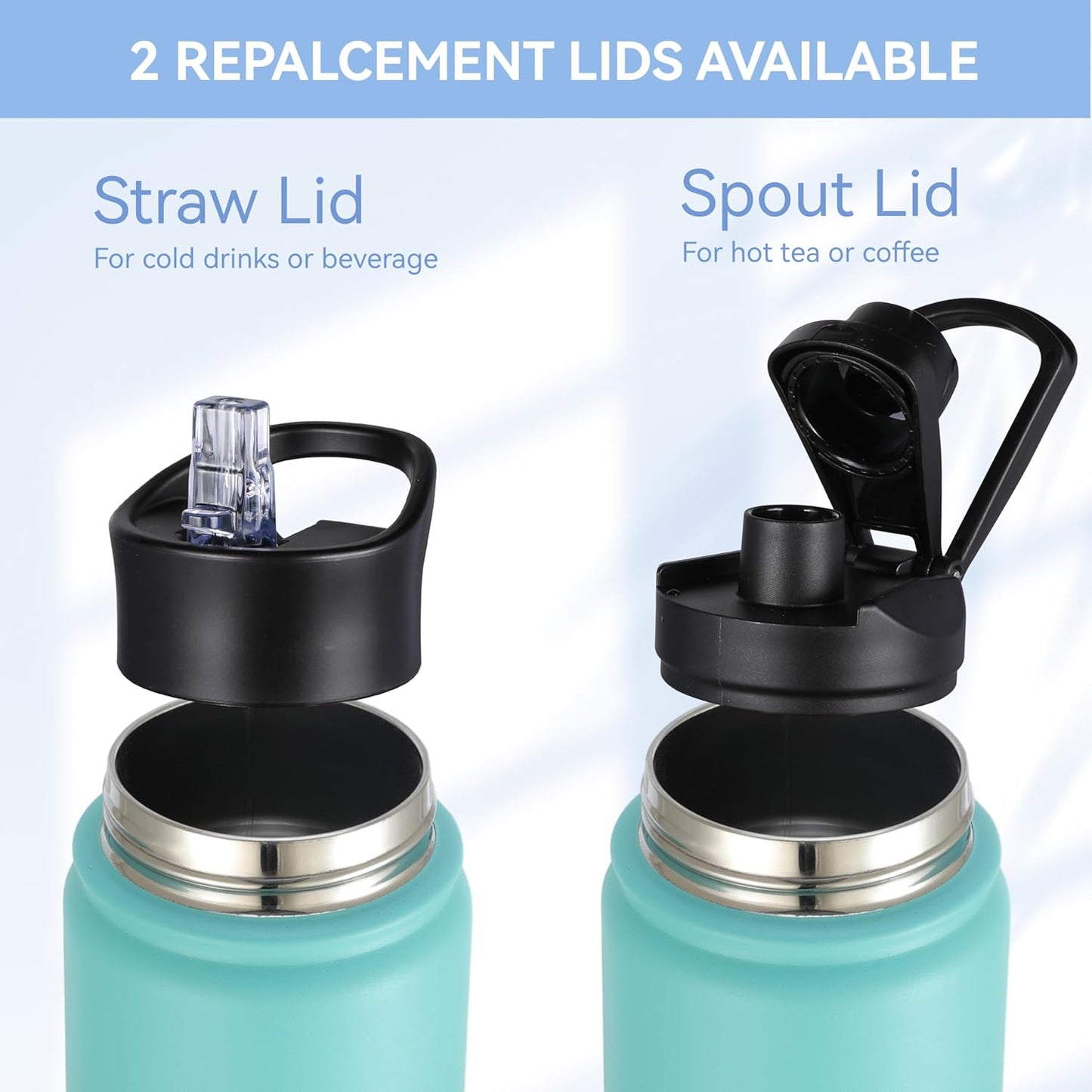 HASLE OUTFITTERS Insulated Water Bottle 22 oz Double Wall Stainless Steel Water Bottle Wide Mouth with Straw Lid & Spout Lid Keeps Cold or Hot(Green Blue Gradient,1)