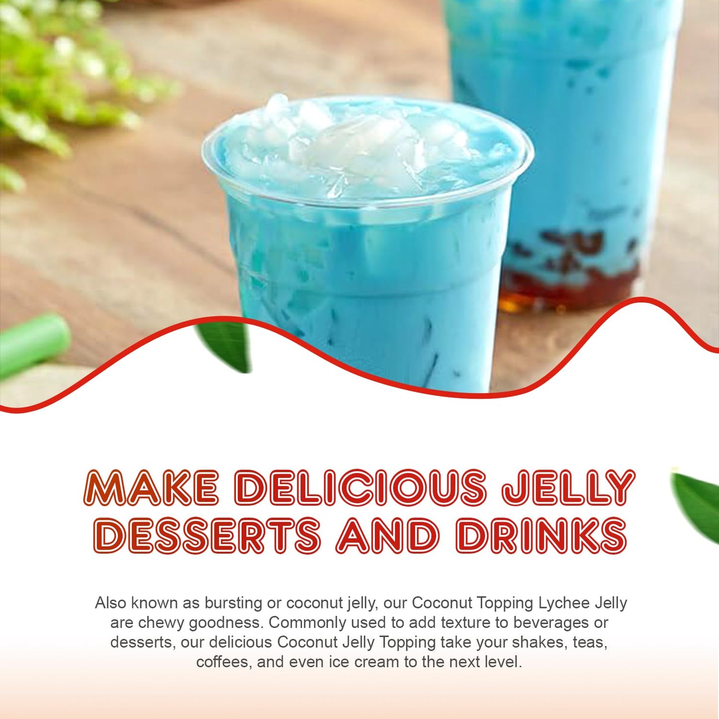 Fanale Coconut Jelly Topping nata de coco for Bubble Tea 8.3 lb | Lychee Jelly | for Boba Tea, Smoothies, Slushes, Desserts | 8.3 pound (Pack of 4) | JEL005-CS