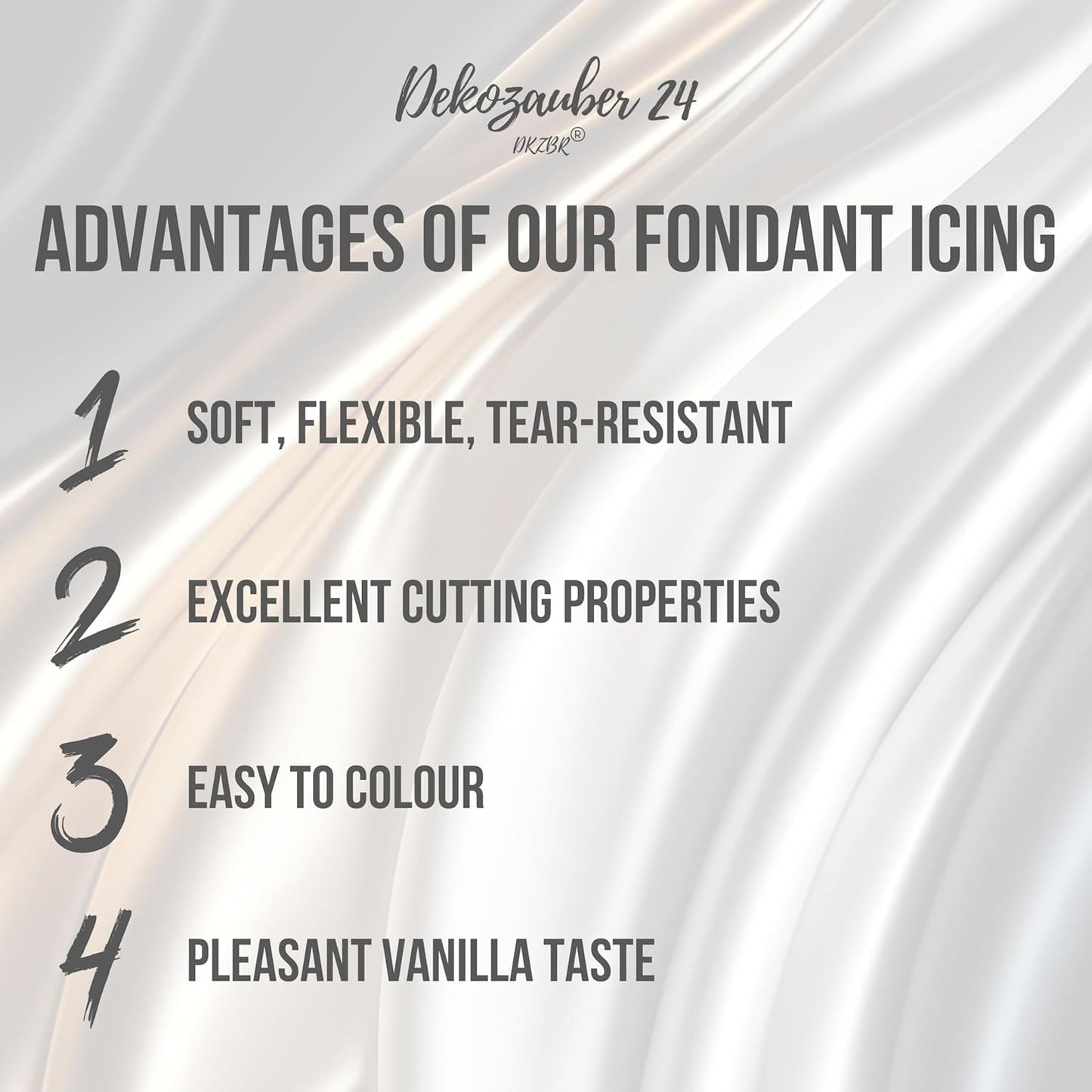 Dekozauber24 Fondant icing multipack, 5 colors, 3.5oz (100g) rolled fondant per color, for cakes, cupcakes and figurines in white, black, cream, silver and golden caramel (Basics)