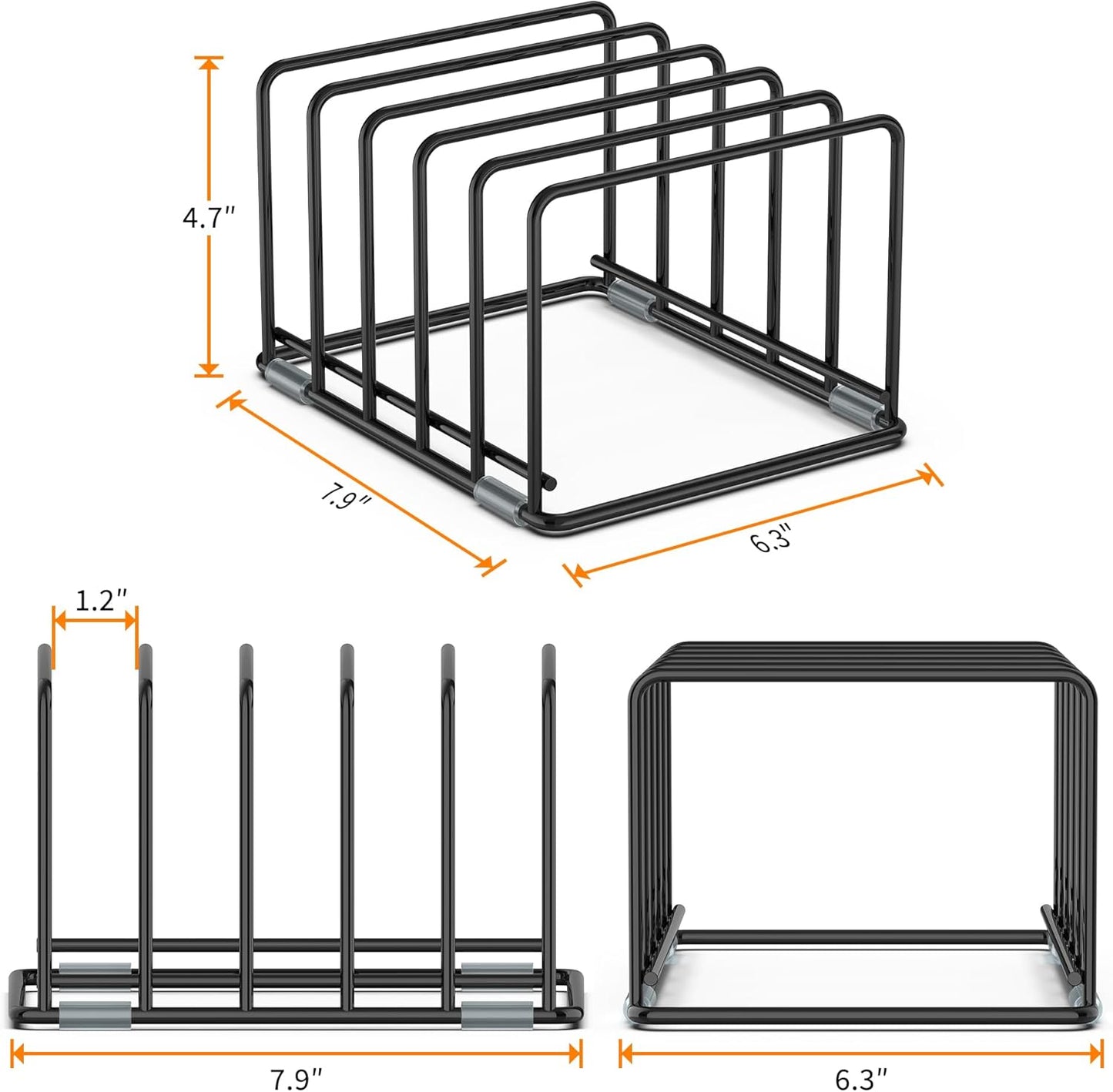 2-Pack Medium Black Cutting Board Racks, Kitchen Cabinet Organizer, 5 Tiered Shelves for Baking Trays, Cutting Boards, Cookie Sheets, Muffin Pans