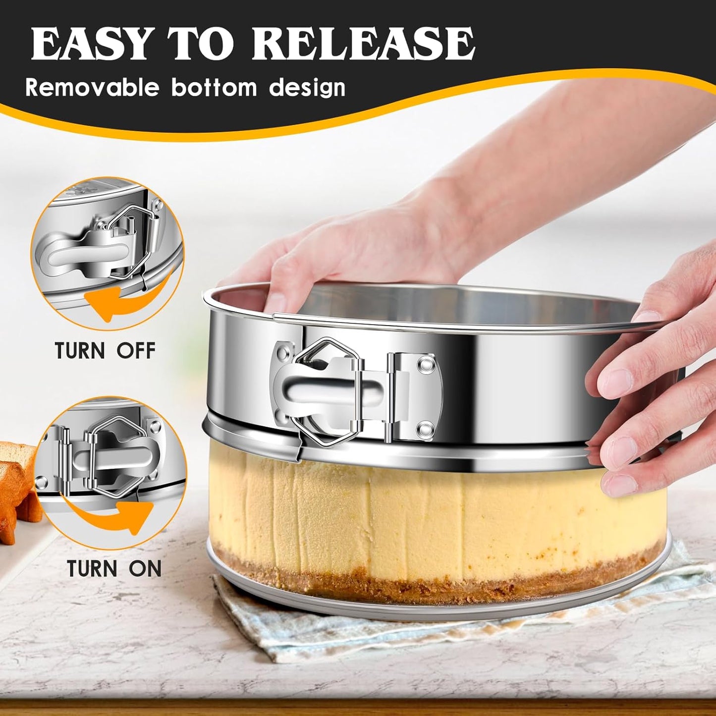 Dualshine 9 Inch Springform Cake Pan, Stainless Steel Cheesecake Pan, Round Nonstick Springform Pan with Removable Bottom, Cake Pan for Baking Cake Shop