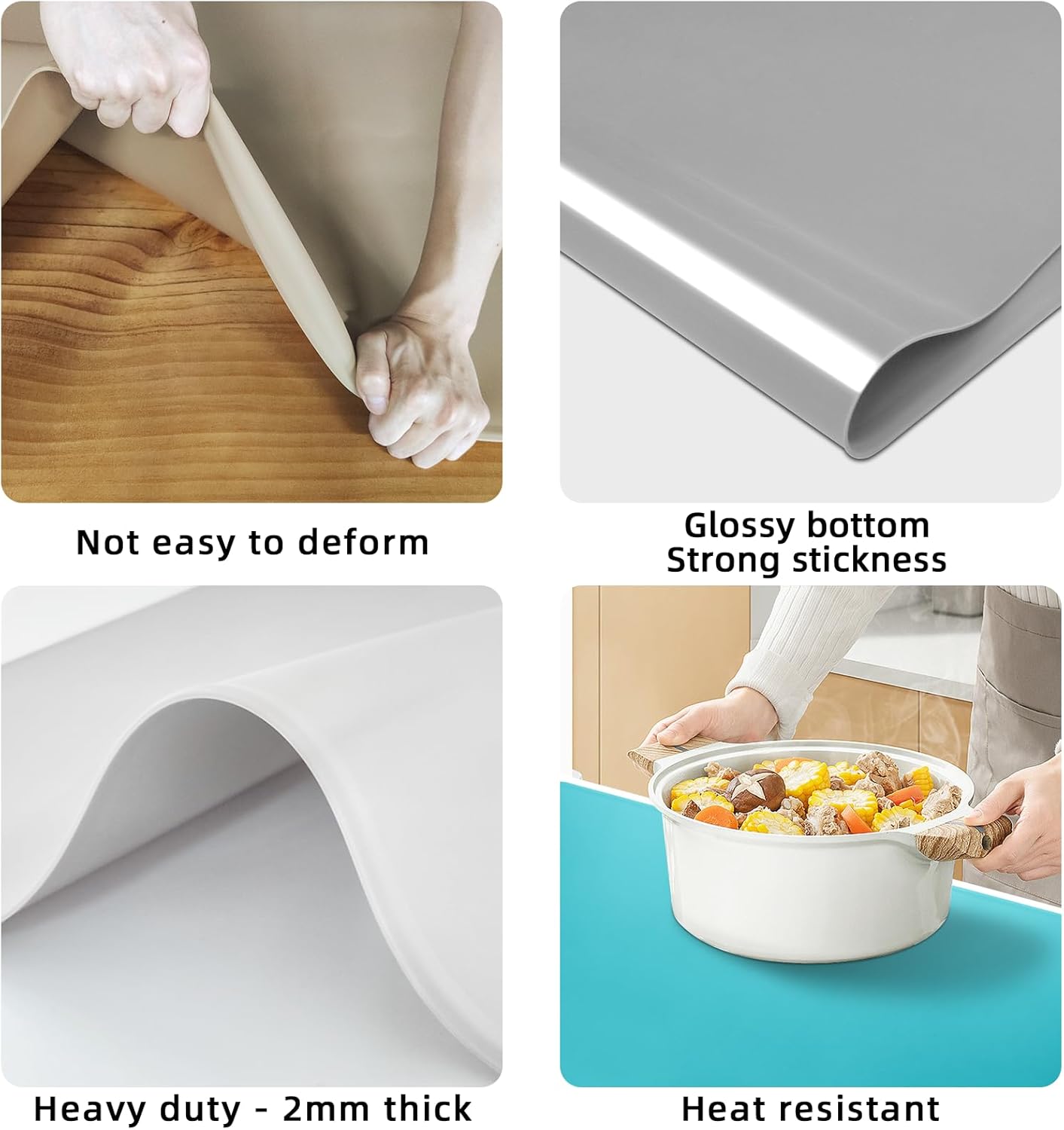 KVK 43.3×25.6in Silicone Mats for Kitchen Counter - Extra Large Silicone Mat Heat Resistant - Glossy Bottom Non Slip - Universal Painting Craft Resin Mat Table Countertop Protector, Camel