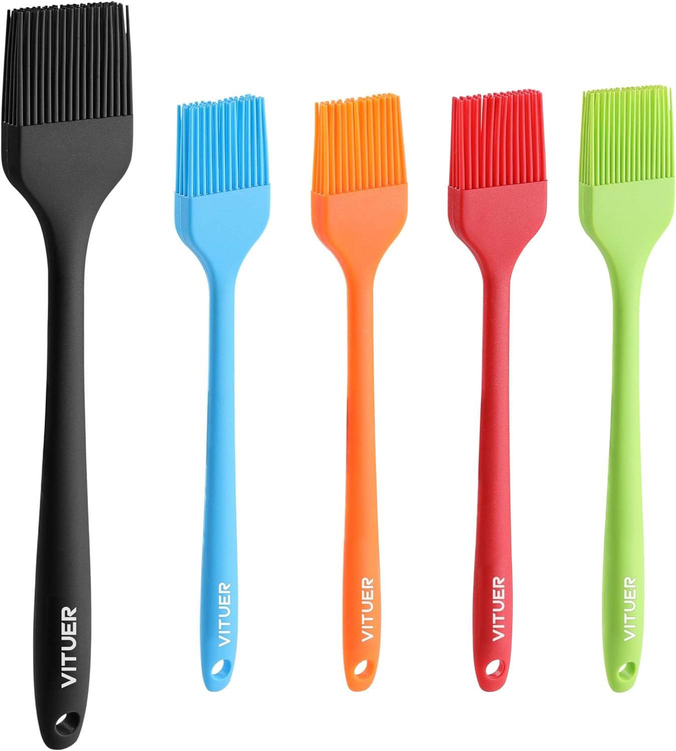 Silicone Basting Pastry Brush, 5 PCS Colorful Silicone Food Brush for Baking Cooking BBQ Grill Spread Oil Butter Sauce, Heat Resistant, Dishwasher Safe (5Pack, Rainbow Colors)