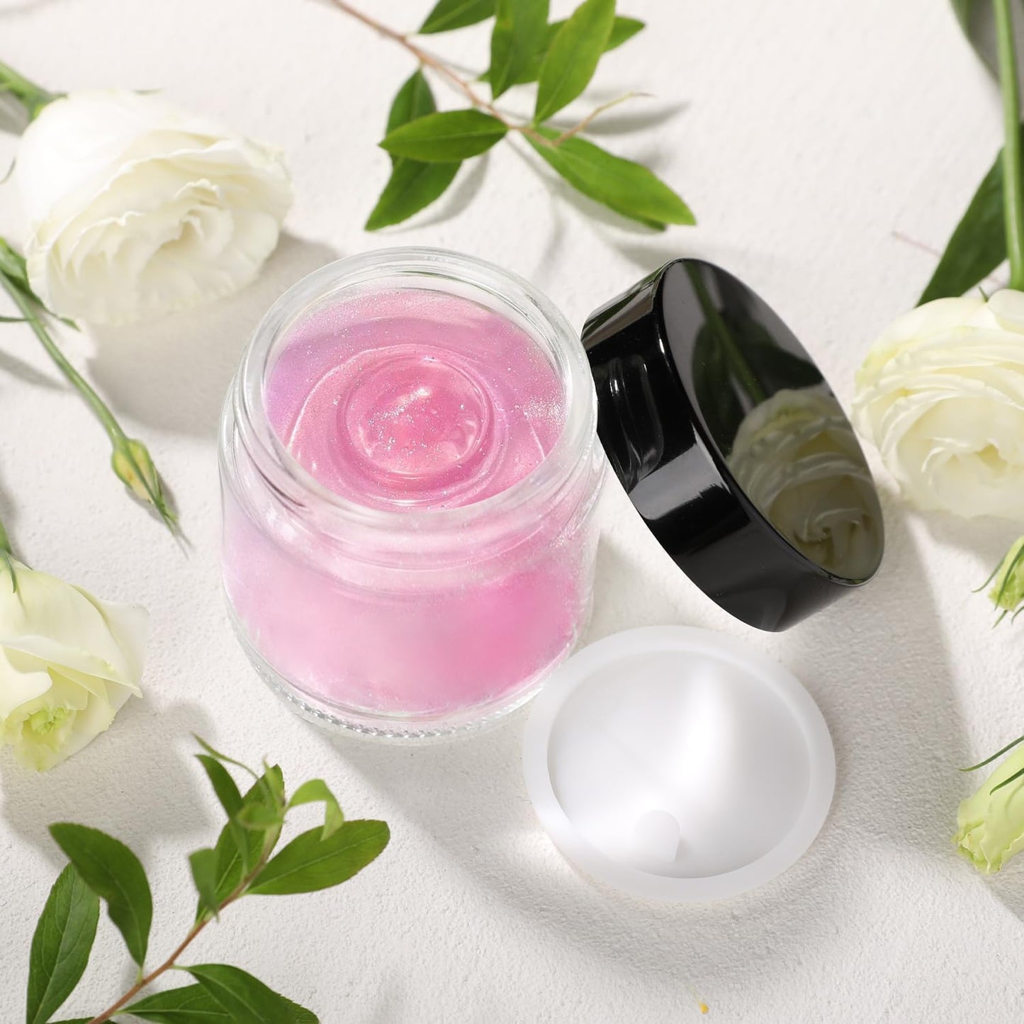 1 oz Glass Jars with Lids,3 Pack Clear Small Glass Cosmetic Jars with Lids,60 ml Empty Glass Makeup Containers for Sample, Cream, Lotion,Powder (1 OZ, Clear)