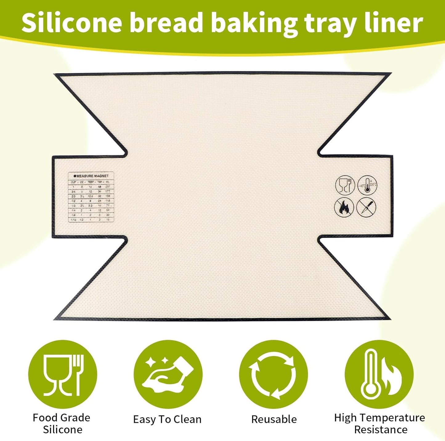 2Pcs Silicone Bread Loaf Pan Liners, Extra Thick Silicone Baking Mat for Dutch Oven, Non-Slip & Easy Clean Reusable Sourdough Bread Baking Supplie - For Bread, Cookies, Pastry (black)