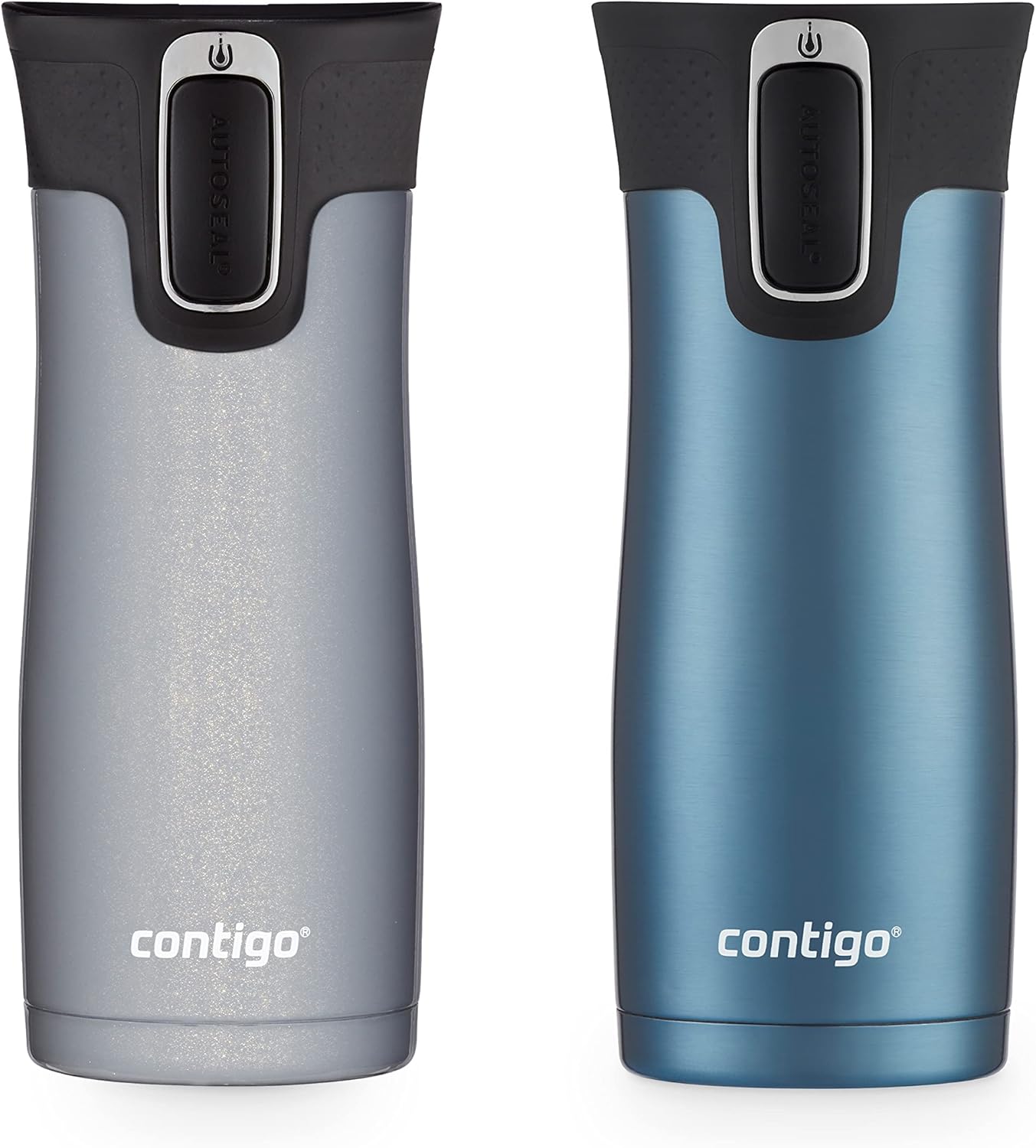 Contigo AUTOSEAL West Loop Vacuum-Insulated Stainless Steel Travel Mug with Easy-Clean Lid 16oz. 2 Pack Dark Ice Gold Morel