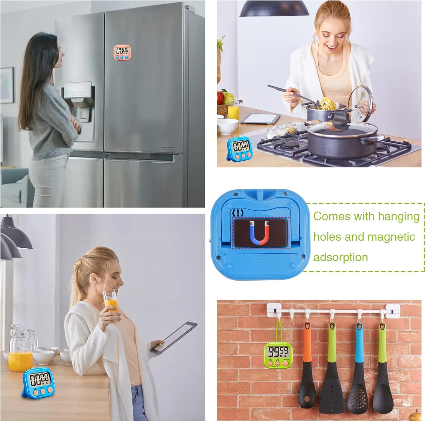 Timers,Classroom Timer for Kids,Kitchen Timer for Cooking,Egg Timer,Magnetic Digital Clock Timer for Teacher,Study,Exercise,Oven,Cook,Baking,Desk - 4 Pack