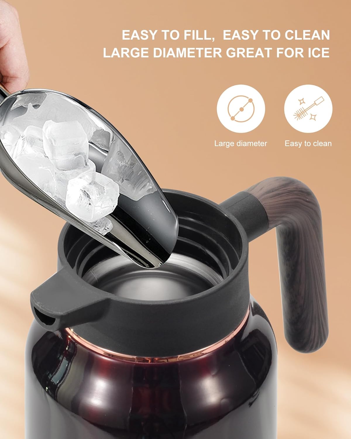 51 Oz Carafe for Hot Liquids 36 Hours Hot (Fullness of Carafe), 2 PCS Stainless Steel Insulated Vacuum Thermal Coffee Carafes For Keeping Hot, 1.5 Liter Coffee Dispenser（Angola Red)