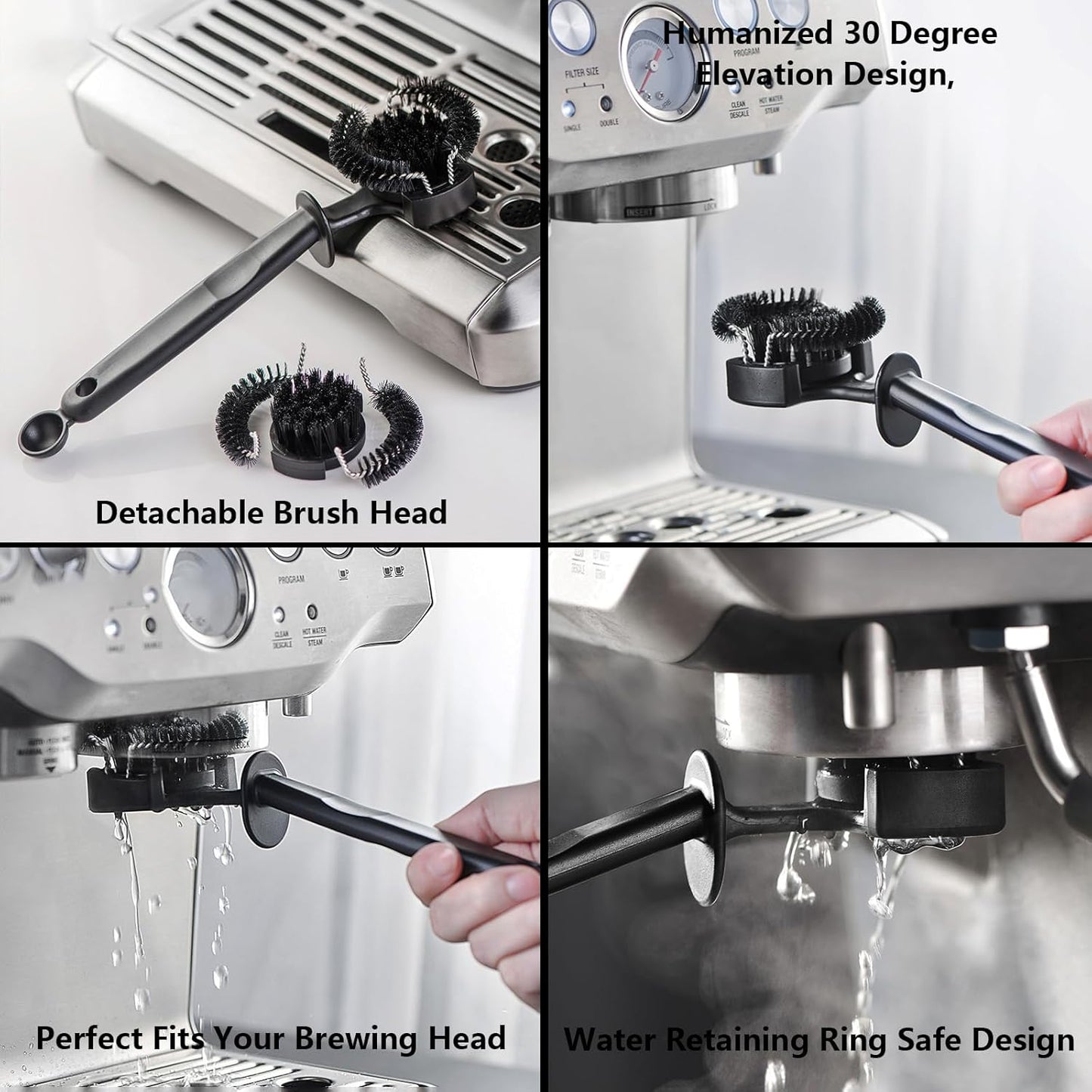 Espresso Coffee Machine Cleaning Brush Kit with Portafilter Cleaning Disc (Brush and Disc for 58mm Coffee Machine)