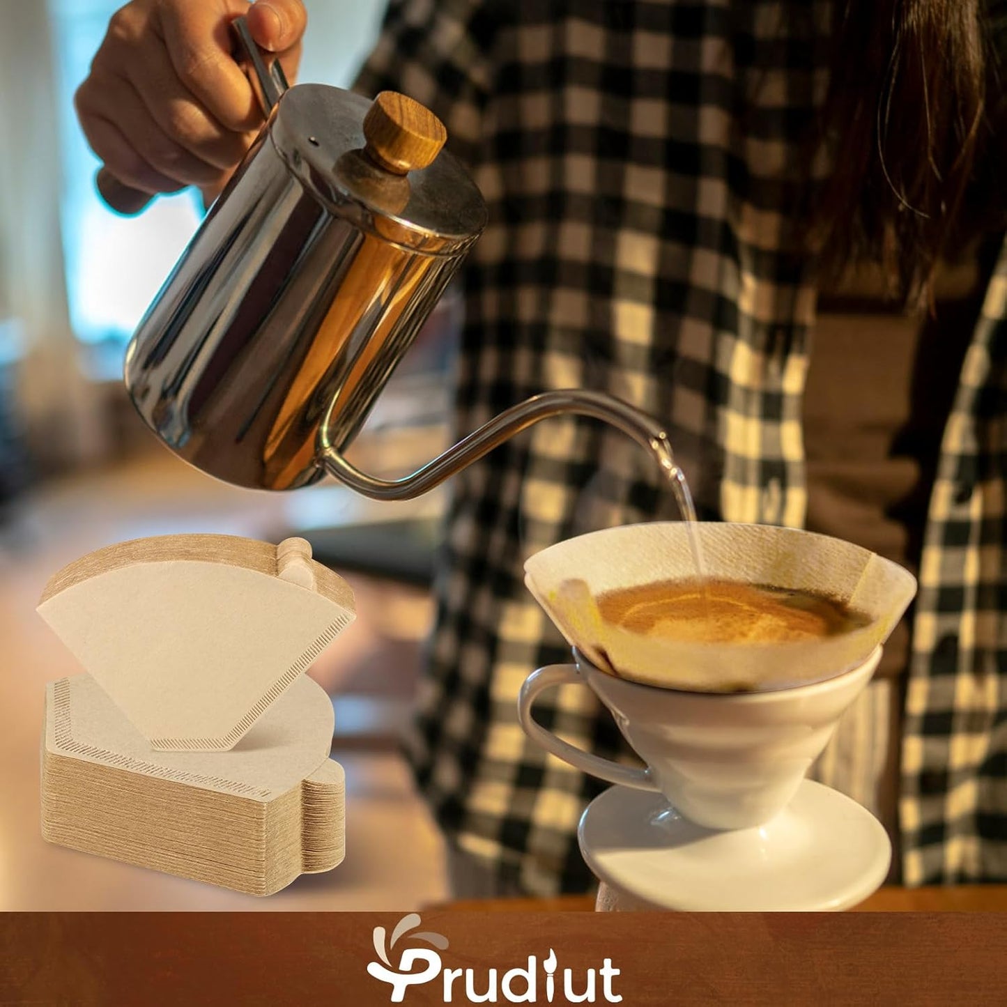 #4 Cone Coffee Filters 8-12 Cups, Disposable Natural Coffee Filters 4 Cone Paper Unbleached 4 Filters Paper Compatible with Ninja, Drip and Pour Over Coffee Maker, 120 Count