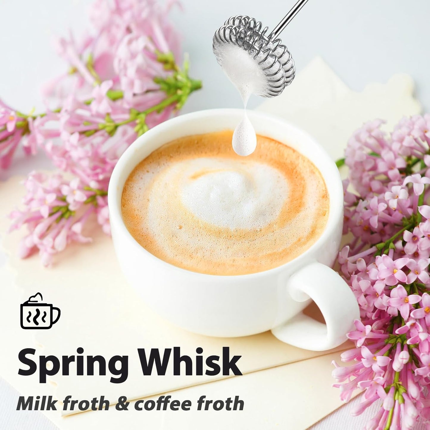 Milk Frother with Stand Rechargeable-Handheld Coffee Frother with 3 Stainless Whisks 3 Speed Adjustable, Electric Whisk Drink Mixer, Foam Maker Blender for Matcha Latte Cappuccino Chocolate