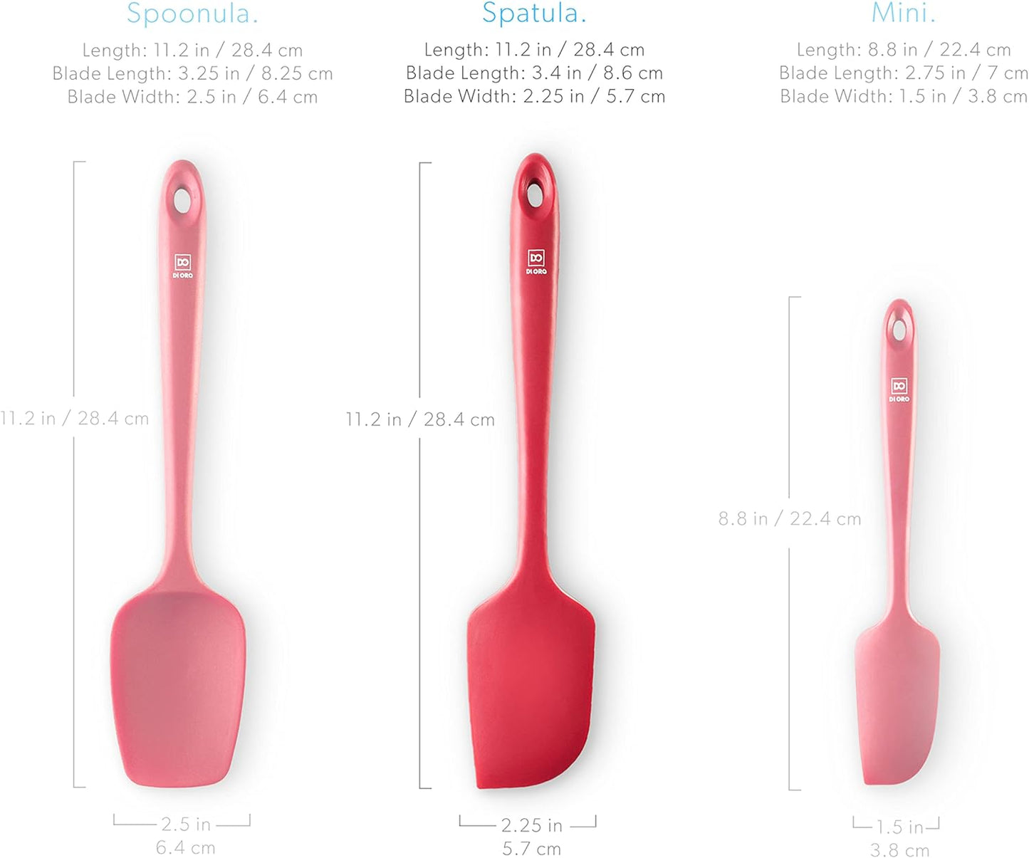 DI ORO - Large Silicone Spatula - 600ºF Heat-Resistant Spatula - Seamless Design - Pro-Grade Non-Stick Silicone Rubber with Reinforced Stainless Steel S-Core Technology (RED)
