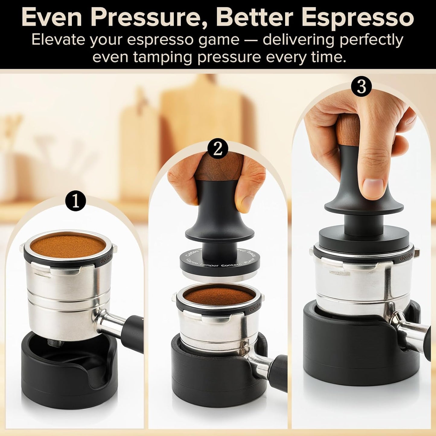 Coffee Tamping Base for Ninja Espresso Machine ES601/ES701 Portafilter, Improves Tamping Stability and Extraction, Sturdy Tamping Station Portafilter Holder for Ninja Luxe Cafe Accessories, Black