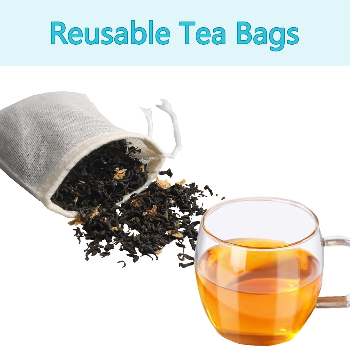 Eketirry Spice Bags, 20pcs Reusable Empty Tea Bags, Muslin Strainer Bags, Soup Bags for Cooking, Natural Cotton Fine Mesh Cheesecloth Bags for Cold Brew Coffee(2 x3" &3 x4")