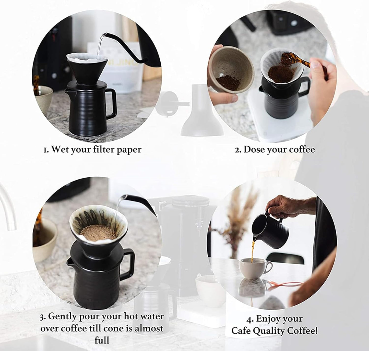 SOTECH Pour Over Coffee Maker Set All in 1 Coffee Kits- 304 Stainless Steel Kettle with Thermometer Coffee Grinder Coffee Dripper & Server of Portable Travel Bag For Outdoor Camping