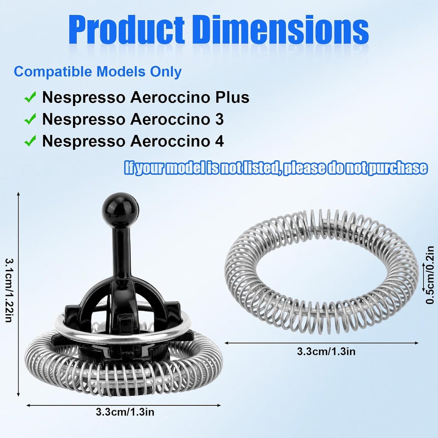 4pcs Milk Frother Replacement Parts for Nespresso, Replacement Whisks & Spring Rings Set Milk Frother Whisk Accessories Compatible with Nespresso Aeroccino 3/4/Plus