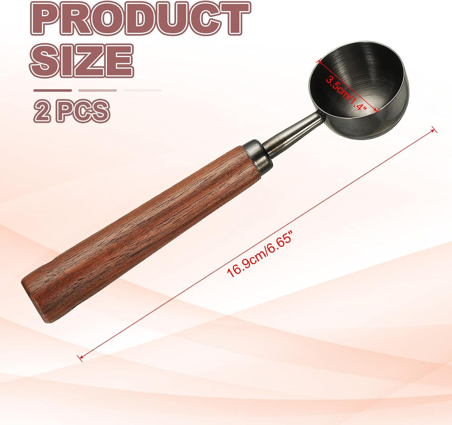 uxcell 2pcs Coffee Measuring Spoon, 4" x 0.8" 15ml Stainless Steel Coffee Scoop with Wood Handle for Ground Coffee or Loose Leaf Tea Black