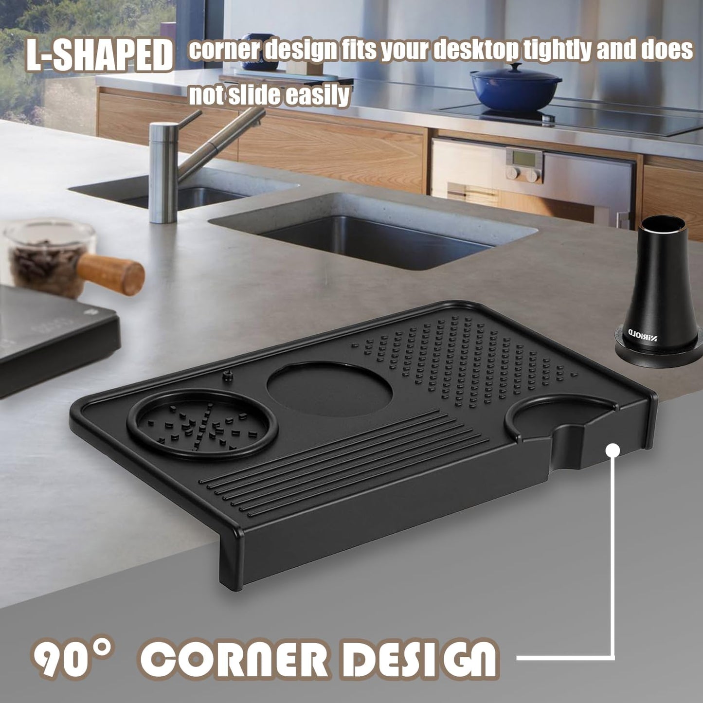 Espresso Tamping Mat,Silicone Tamping Mat,10.4 in. x 5.5 in.Coffee Machine Accessory,Waterproof and Heat Resistant Black