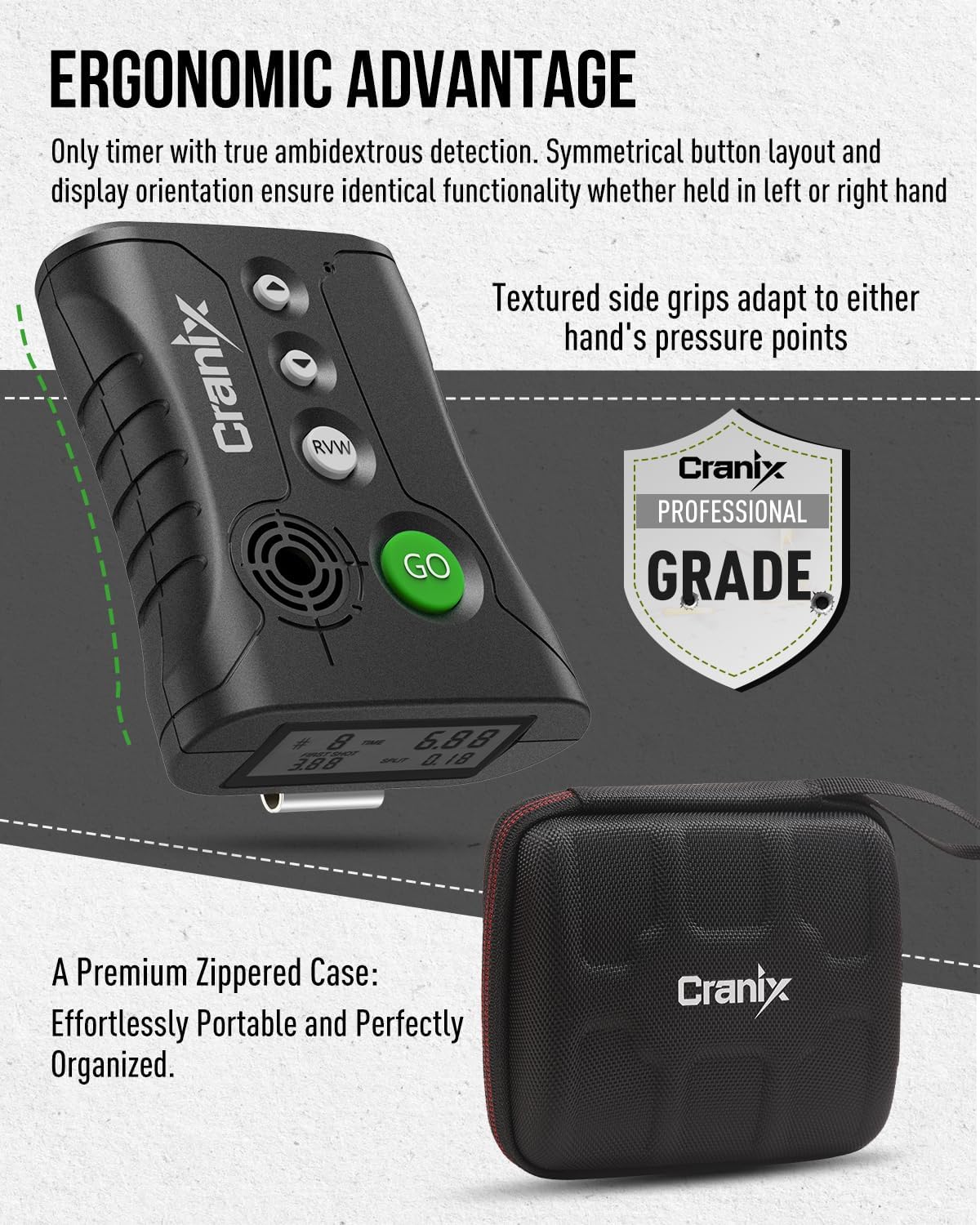 Professional Shot Timer for Shooting Competition, 0.01s Precision Tactical Training Shot Timers with Loud Buzzer, Enhanced Detection & Long Battery Life & 4 Modes Green