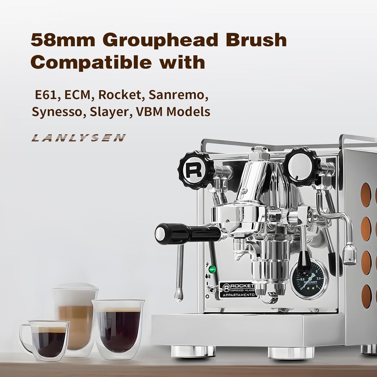 58mm Espresso Coffee Machine Electric Cleaning Brush Espresso Machine Cleaning Brush 360° Totally Enclosed Cleaning for E61, Flair 58, ECM, Rocket, Sanremo, Synesso, Slayer, VBM