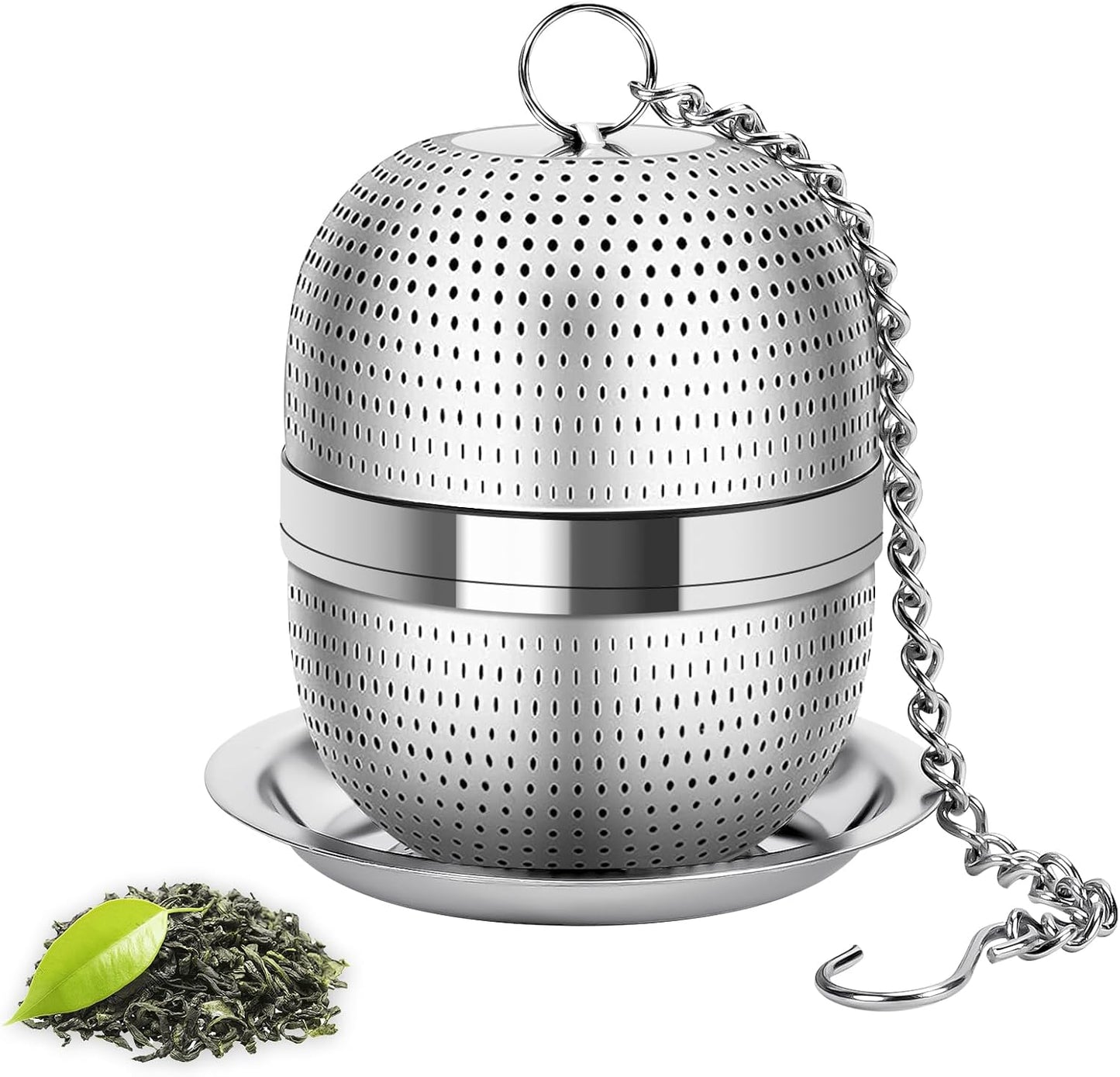 Numola Tea Ball Infuser for Loose Tea, Extra Fine Mesh Tea Strainer with Drip Tray, 304 Stainless Steel Tea Steeper for Black Tea, Rooibos, etc