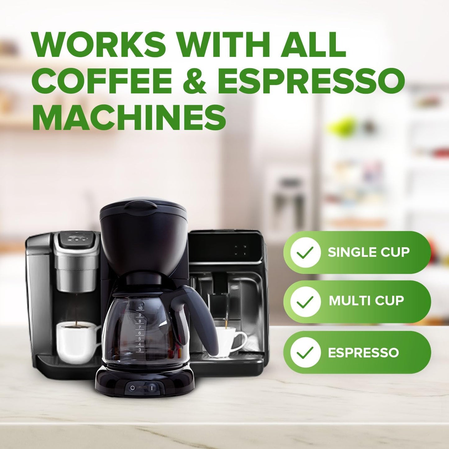 Coffee Maker Cleaner & Descaler Tablets, 12 Uses for Keurig, Ninja, Breville, Delonghi, Nespresso, Miele, Jura, Mr Coffee, Cuisinart Descaling Solution for Coffee Pot Maker & Espresso Machines