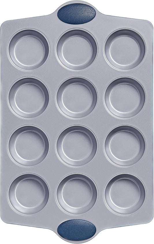 BRONYPRO Ceramic Muffin Pan,12-Cup Nonstick Aluminized Steel Cupcake Pans, Healthy Non-Toxic Ceramic Coating Muffin Tin, 1 Pack Cup Cake Pans for Baking Blue