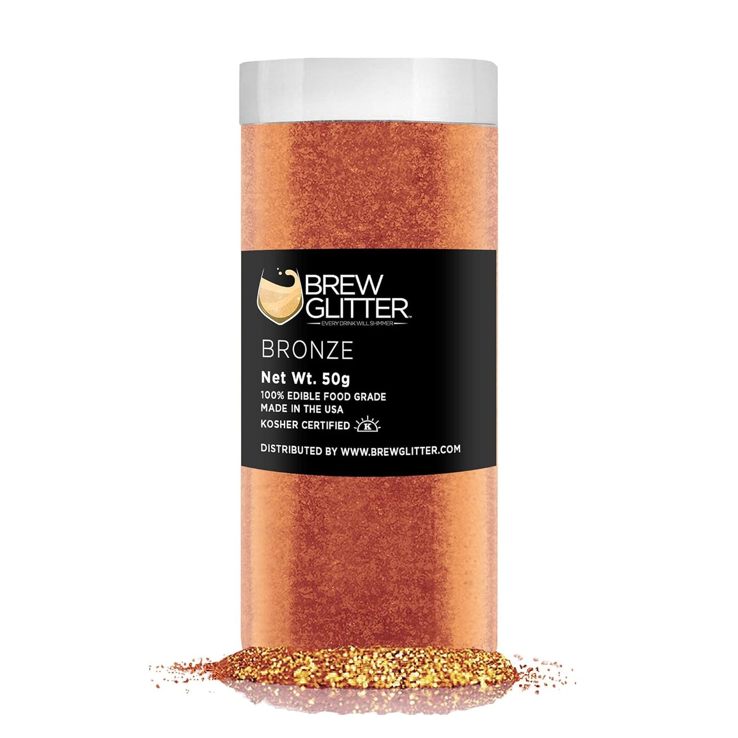 Bronze BREW GLITTER Edible Glitter For Drinks, Cocktails, Beer, Garnish Glitter & Beverages | KOSHER & HALAL Certified | 100% Edible & Food Grade | Vegan, Gluten, Nut Free (50g, Bronze)
