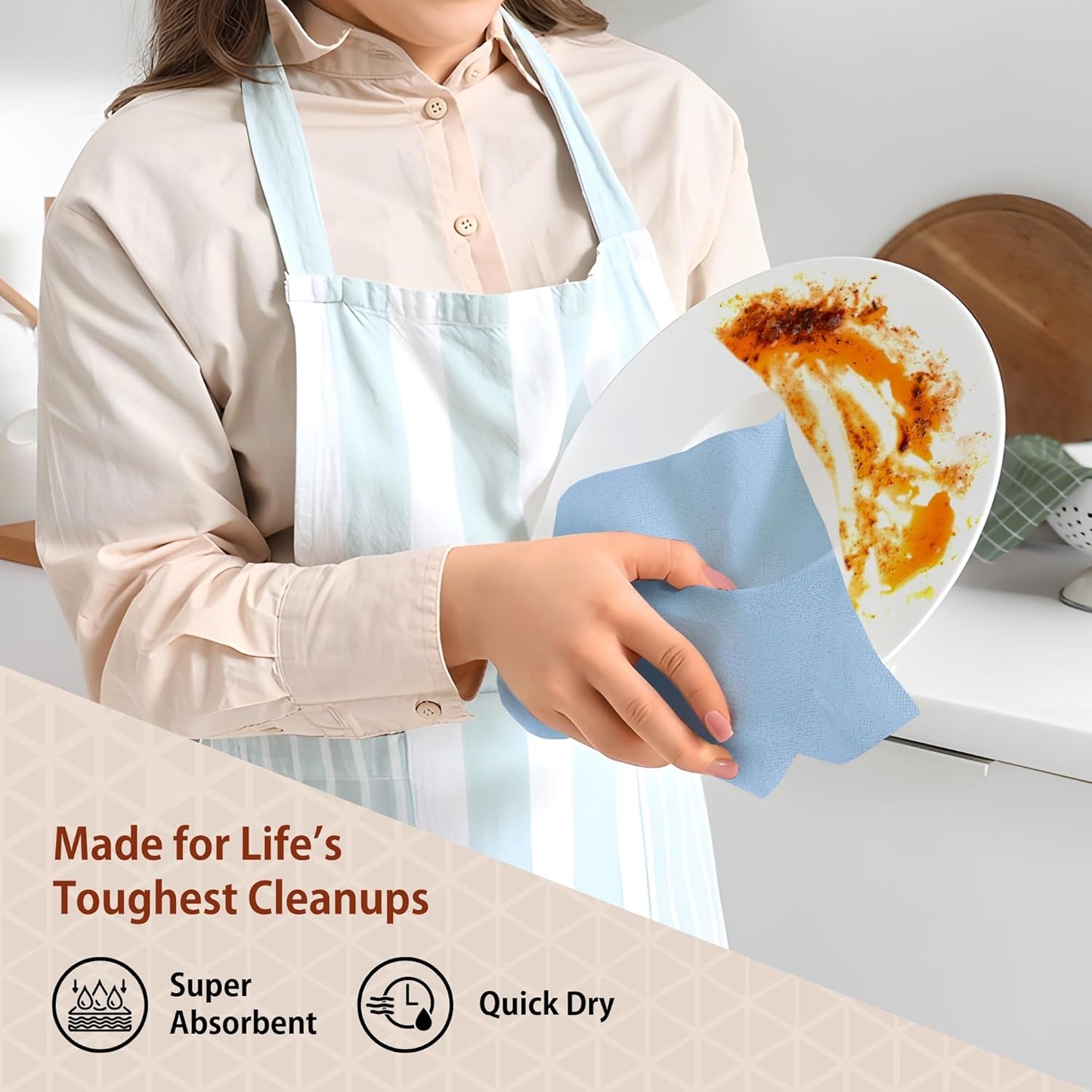 H4N Microfiber Cleaning Cloth Roll, 85 Pack Micro Fiber Wash Cloths for Car, Tear Away Towels, Ultra Absorbent Dish Rags, Non-Abrasive, Reusable and Washable Household Supplies, 11.81" x 11.81", Blue