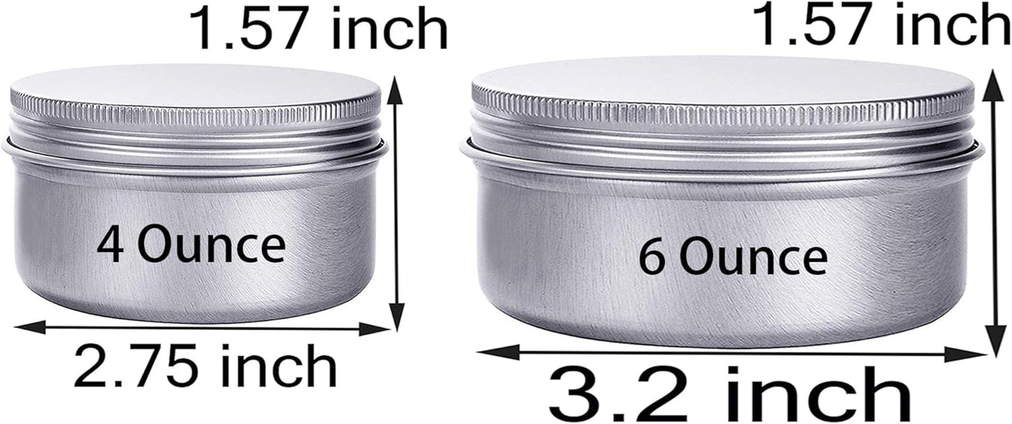 6 Ounce Aluminum Cans 180 mL Screw Lid Metal Storage Tins Containers for Storing Spices, Candies, Lip Balm, Candles, 6 Pcs.