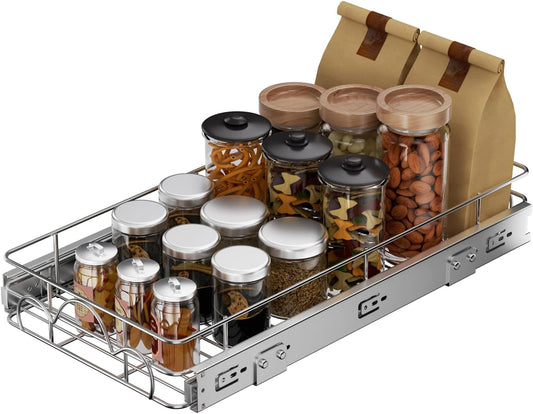 11" Wx21 D Pull Out Cabinet Organizer, Home Shelf Organization, Heavy-Duty Pull Out Shelves for Cabinets, Slide Out Drawers Organizer for Kitchen, Pantry
