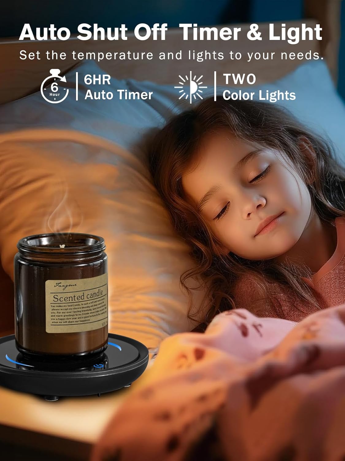 PUSEE Candle Mug Warmer, Gravity-Induction Coffee Mug Warmer for Desk with 2 Temp Settings, Auto Shut Off Coffee Cup Warmer, Beverage Warmers Heating Plate for Coffee, Tea, Milk and Candle Wax