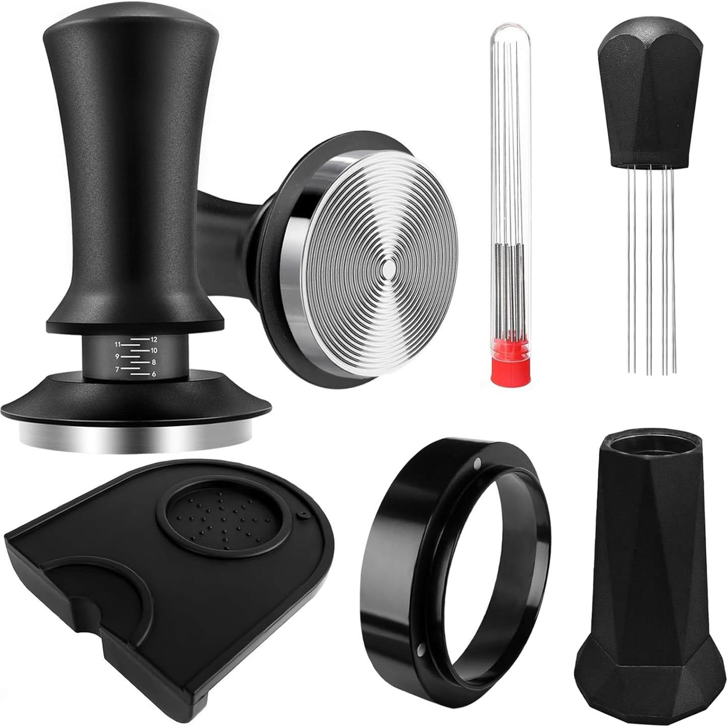 Coffee Espresso Tamper Set, 51mm Espresso Tamper & WDT Tool, Espresso Dosing Funnel, Silicone Gel Coffee Tamper Mat, Espresso Accessories