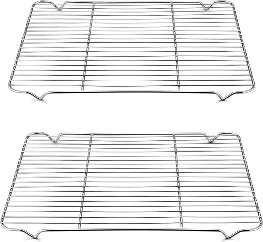 TeamFar Cooling Rack, 16.6” x 11.45” Stainless Steel Wire Baking Rack for Cooking Roasting Grilling, Fit for Oven Pan, Oven & Dishwasher Safe, Non-toxic & Heavy-Duty, 2PCS