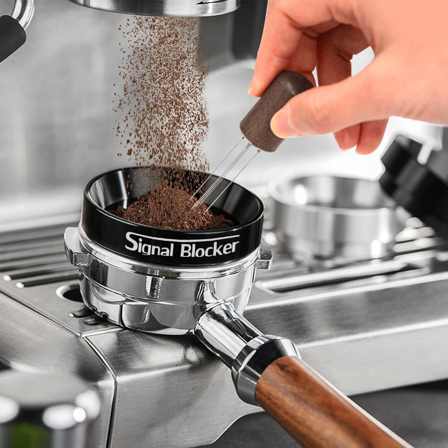 58mm Espresso Dosing Funnel: Coffee Dosing Funnel for Breville - 58mm Portafilter Funnel Magnetic Coffee Dosing Ring Aluminium Metal | Espresso Machine Accessories Bundle Including Espresso WDT Tool