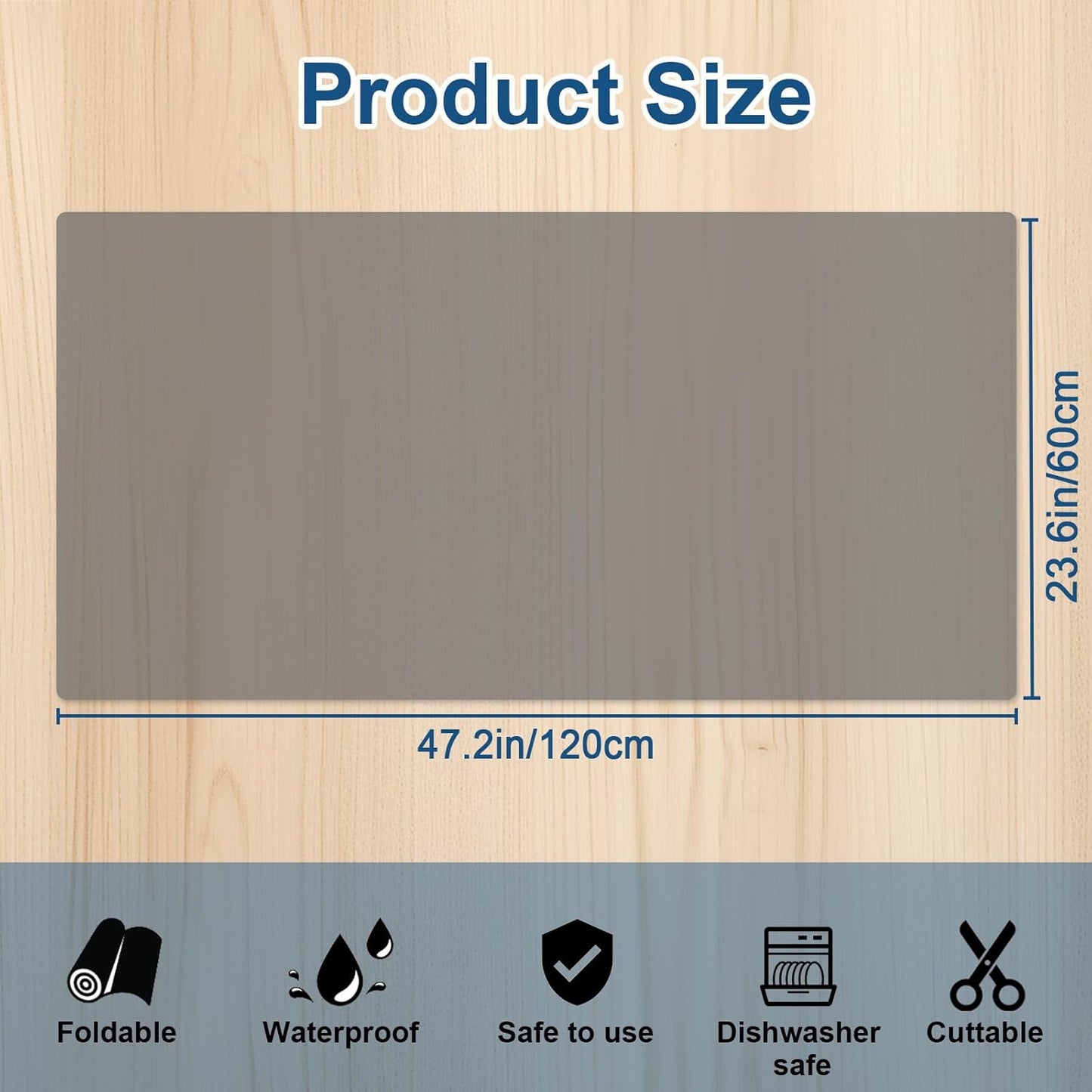 47.2''x23.6''(120cmx60cm) Large Silicone Mat for Kitchen Counter, Non-Slip Heat Resistant Countertop Protector, Waterproof Silicone Craft Mat for Kitchen Island, Translucent Red