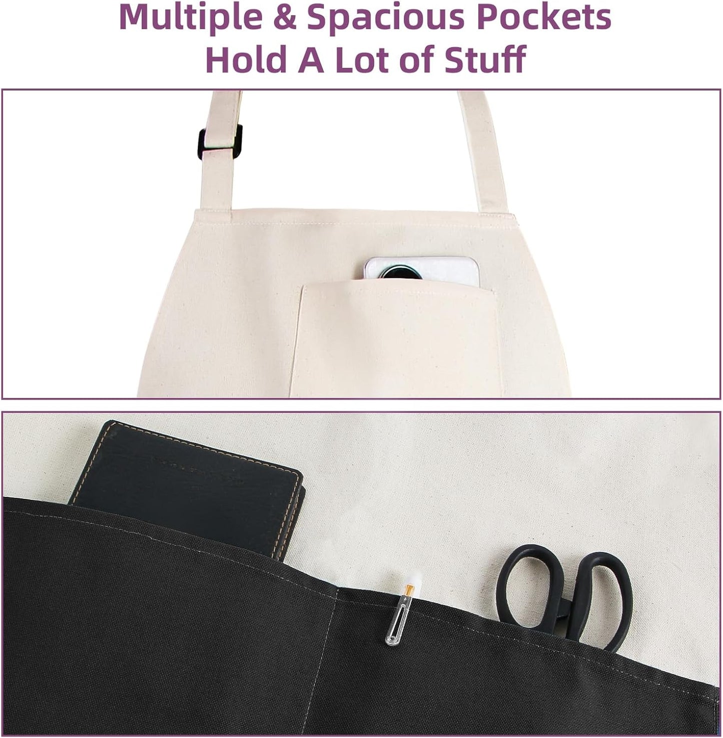 Chef Apron Unisex Two-Tone Professional Kitchen Bib Apron with 2 Pockets Cooking, Grilling, and Baking Gift