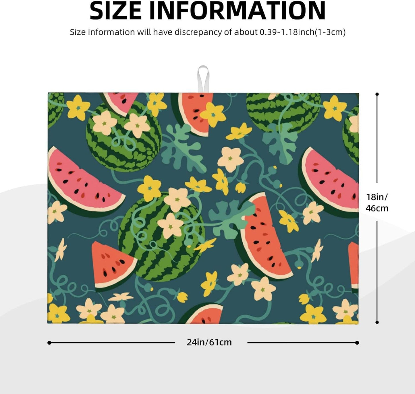 Large Dish Drying Mats For Kitchen Counter Microfiber Kitchen Drying Mat XL Draining Pad Absorbent Quick Drying Dish Mat 18x24 Inch - Watermelons