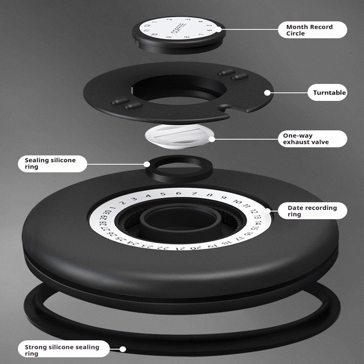 Coffee Canister with Window, 22OZ Airtight 304 Stainless Steel Food Storage Container, Home Kitchen Sugar Organizers Jar with Scoop for Beans, Rice,Tea, Flour, Cereal, Black