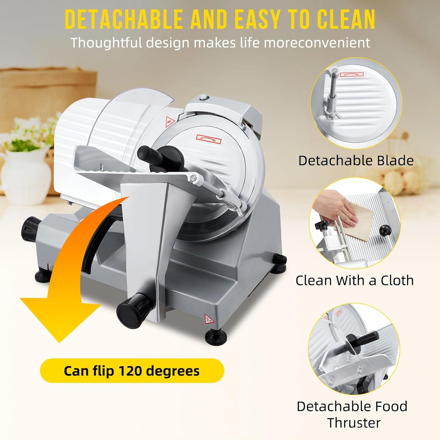 Commercial 10" Blade Meat Slicer 240W | Stainless Steel Electric Food Slicer Adjustable Thickness - Perfect for Restaurant, Deli & Home Kitchen Use