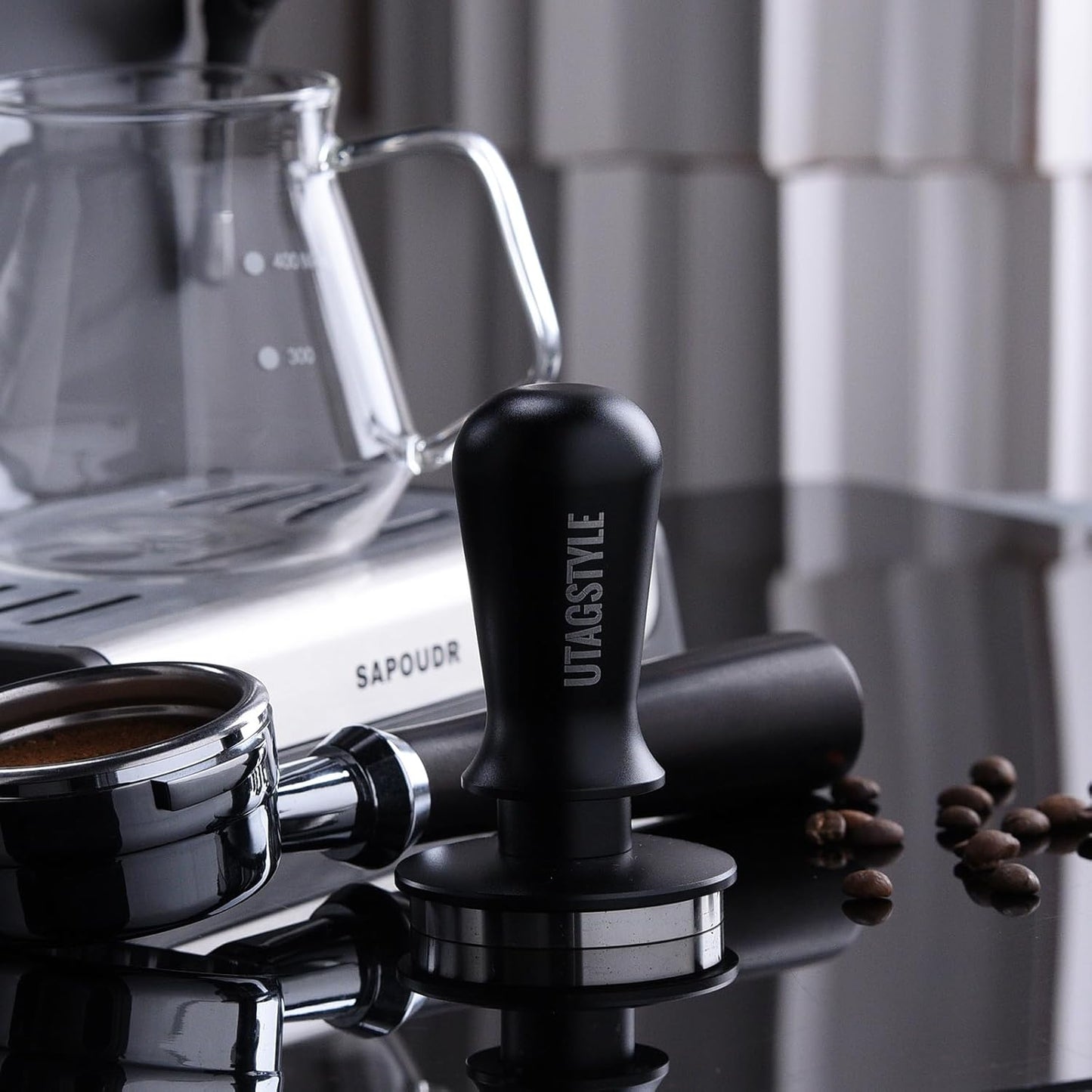 53.3mm Espresso Tamper: Coffee Tamper with Calibrated Spring Loaded - 30lb Espresso Hand Tamper - 100% Stainless Steel Flat Base Fits for 54mm Portafilter Basket