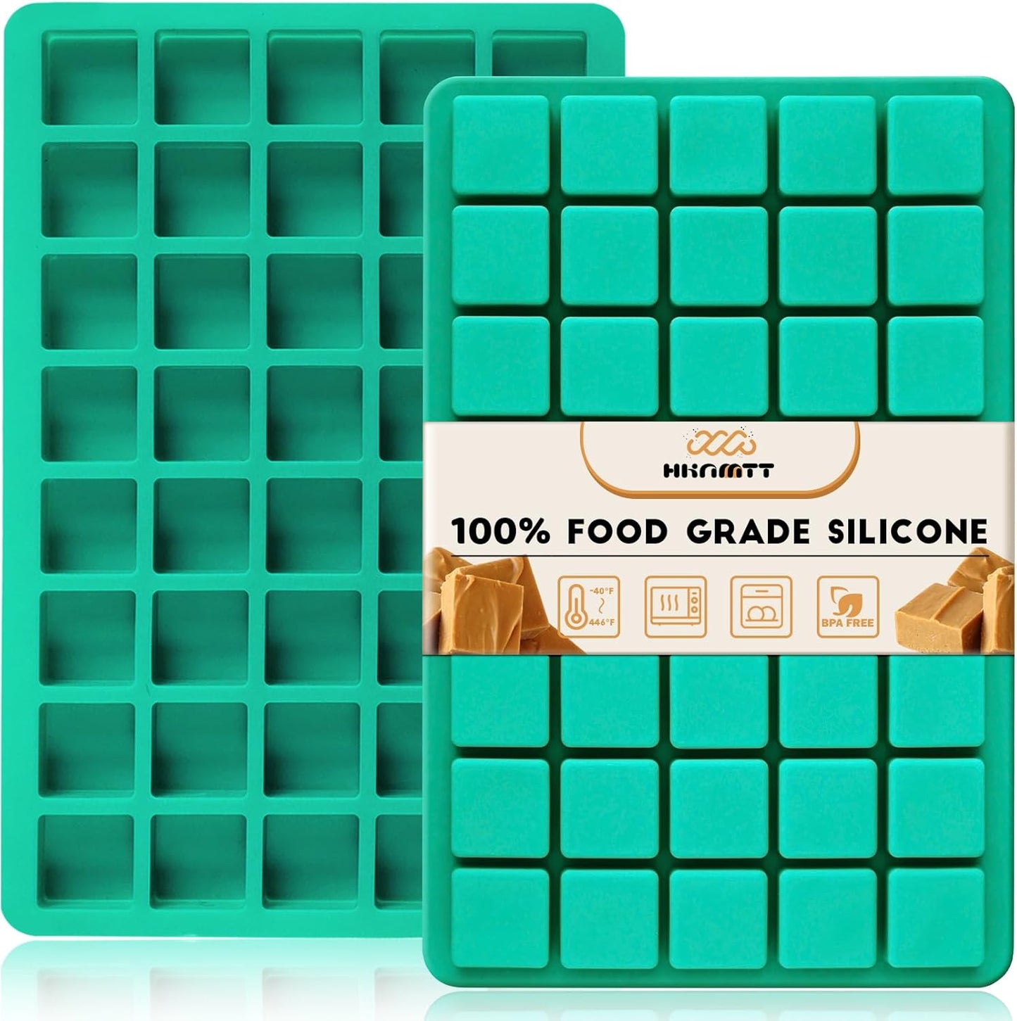 HKNMTT Square Candy Molds Silicone for Caramels Truffles Chocolate, 2 PCS 40 cavities for Baking, Food Grade Gummy Making Kit Wax Melts Moulds