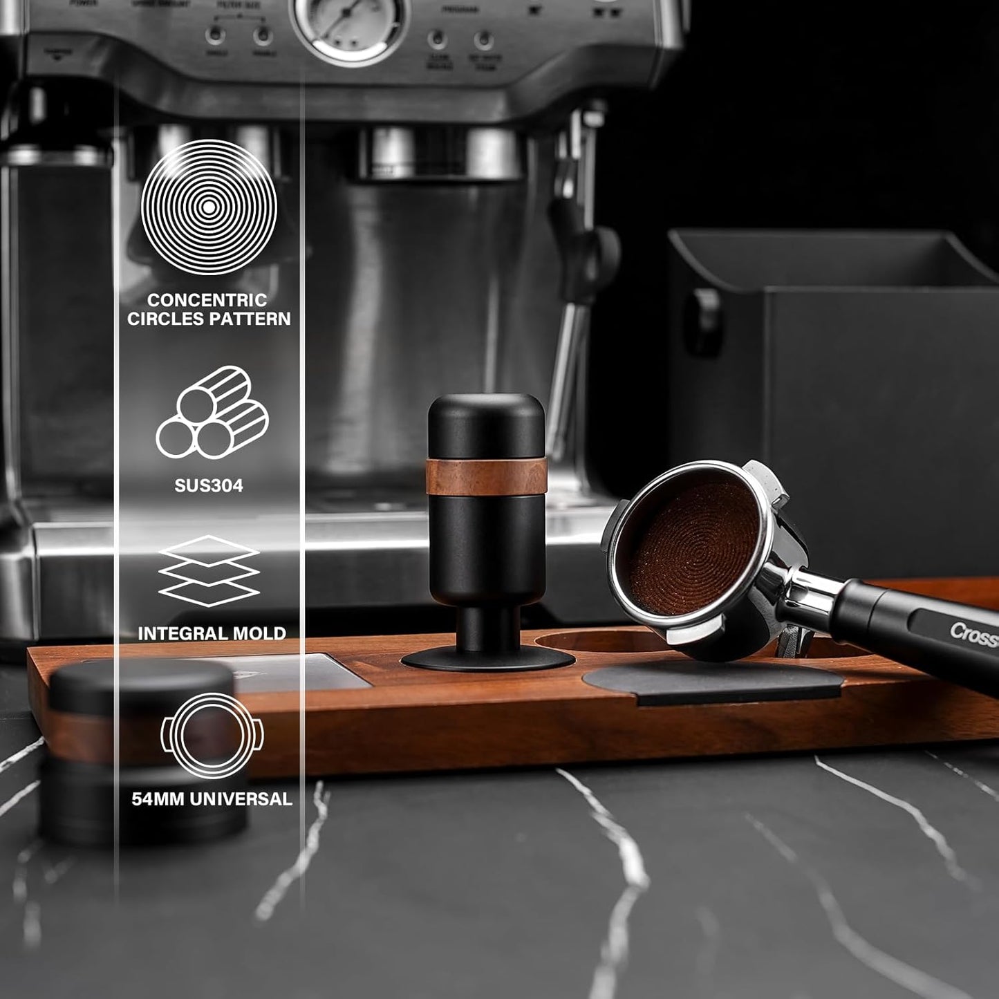 53.3mm Coffee Tamper | Calibrated Espresso Tamper with Spring Loaded | Barista Tamper with 30lbs, Stainless Steel Base and Black Aluminum Handle | Barista Home Coffee Espresso Accessories