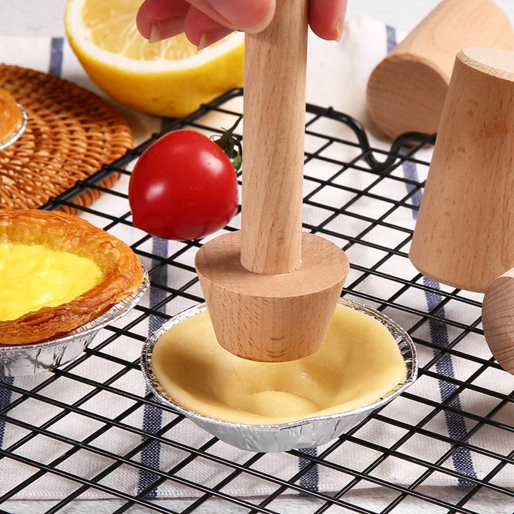 Wooden Pastry Tamper, DIY Cake Pastry Pusher, Double Side Wooden Egg Tart Tamper Mold, Pie Pastry Dough Tamper Egg Tart Mold, essert Baking for Kitchen Party Baking Tools