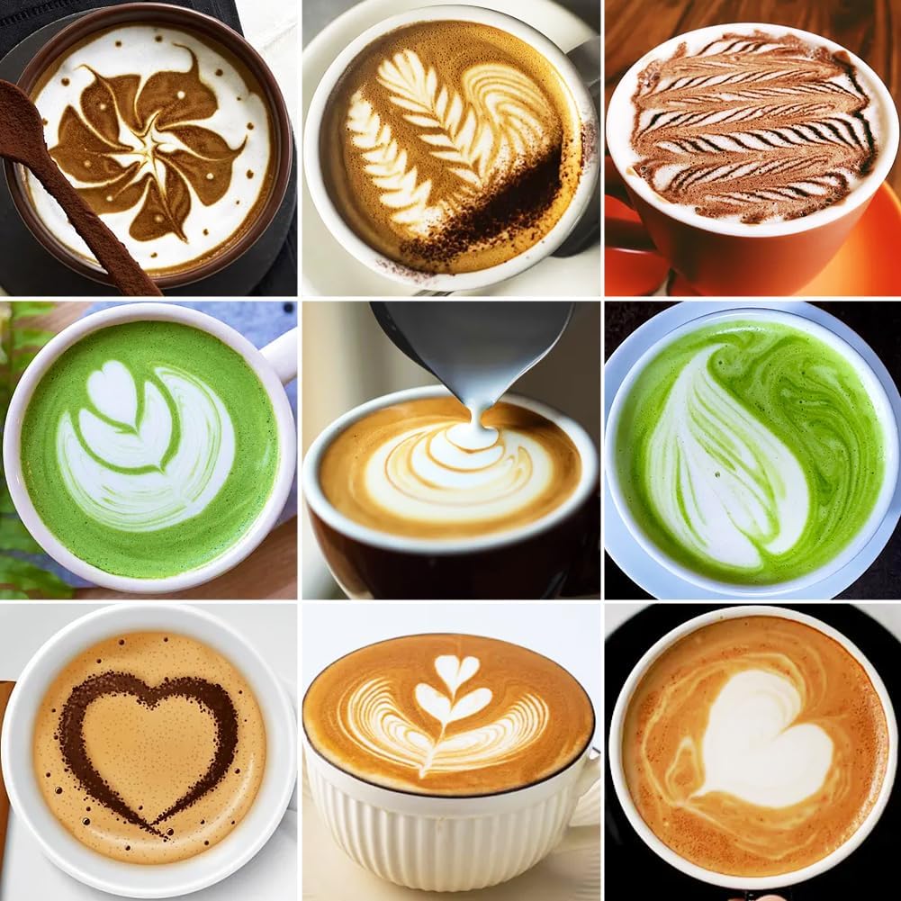 Frothing Milk Pitcher, 20 oz/600 ml Stainless Steel Frothing Milk Jug with Latte Art Pen,with Internal Measurements, for Cappuccino-White